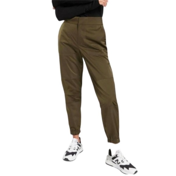 New! Athleta Radiant Jogger Pants Satin Olive Green Size 2 - Picture 2 of 12
